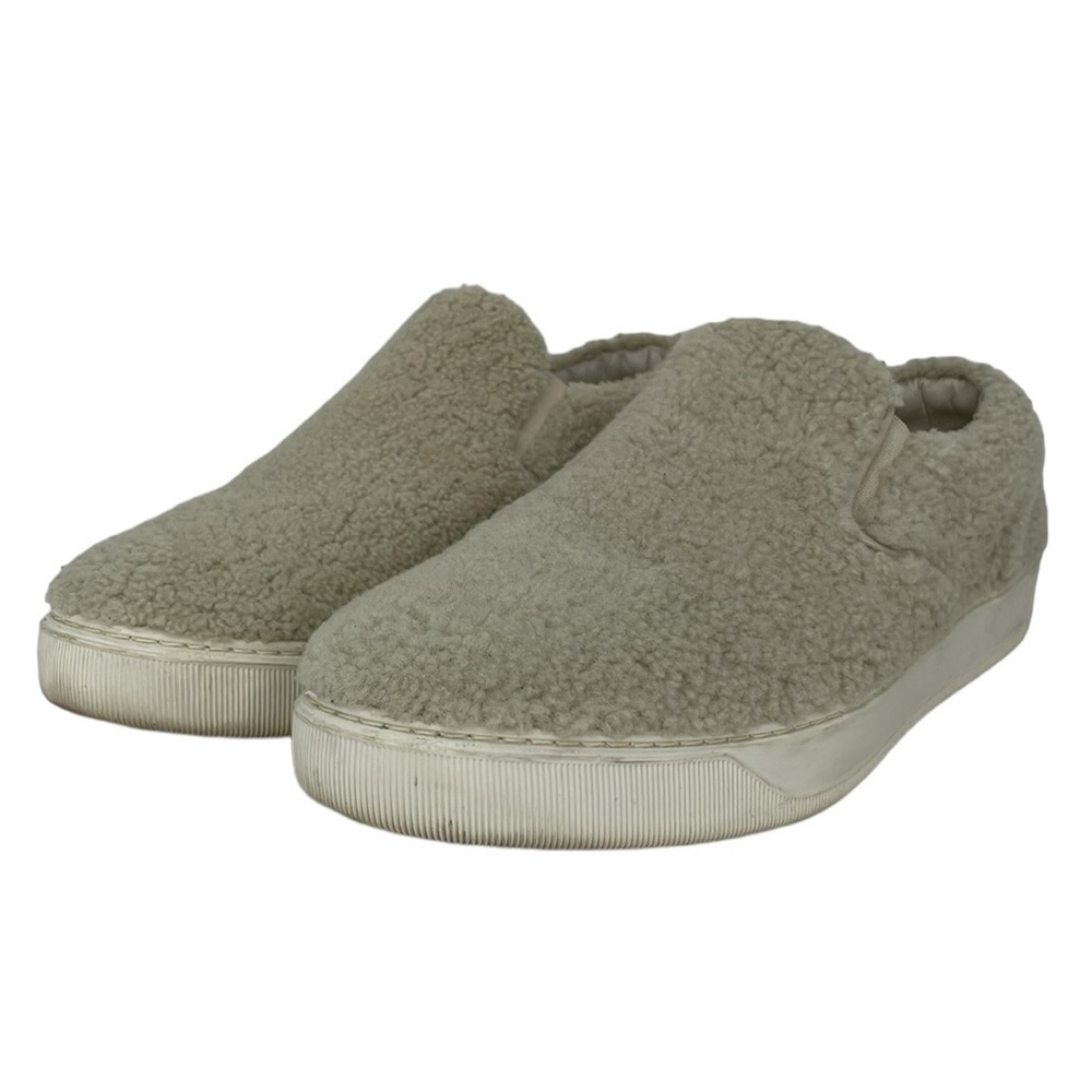 Moncler Shoes Flats Women's 6 Cream White Fuzzy Shearling Slip On Sneaker Italy - Picture 4 of 15